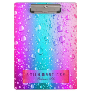 Hot Pink & Aqua Blue Gradient Water Droplets Clipboard
