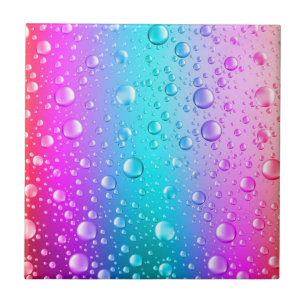Hot Pink & Aqua Blue Gradient Water Droplets Tile