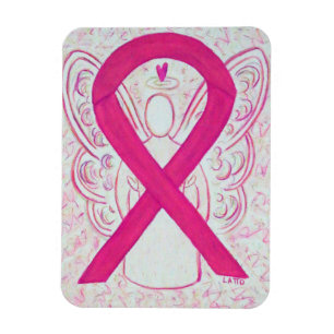 Hot Pink Awareness Ribbon Angel Magnet Gift