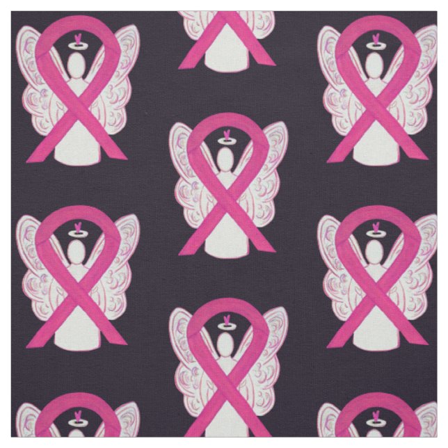 Hot Pink Awareness Ribbon Angel Material Fabric (Swatch)