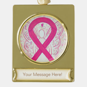 Hot Pink Awareness Ribbon Angel Ornament