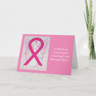 Hot Pink Awareness Ribbon Personalised Card