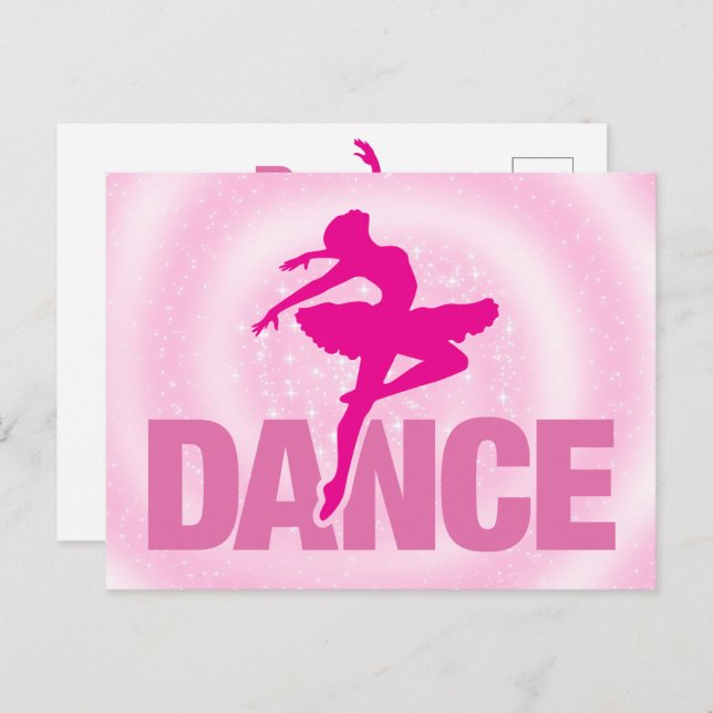 Hot Pink Ballerina Dance Sparkle    Postcard (Front/Back)