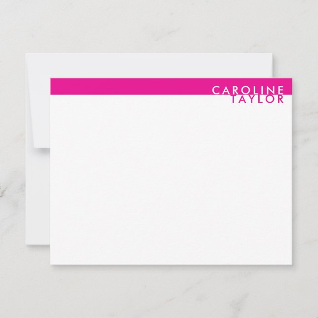 Hot Pink Band Simple Girly Custom Name Card (Front)