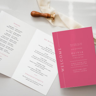 Hot Pink Bat Mitzvah Folded Program Booklet Programme
