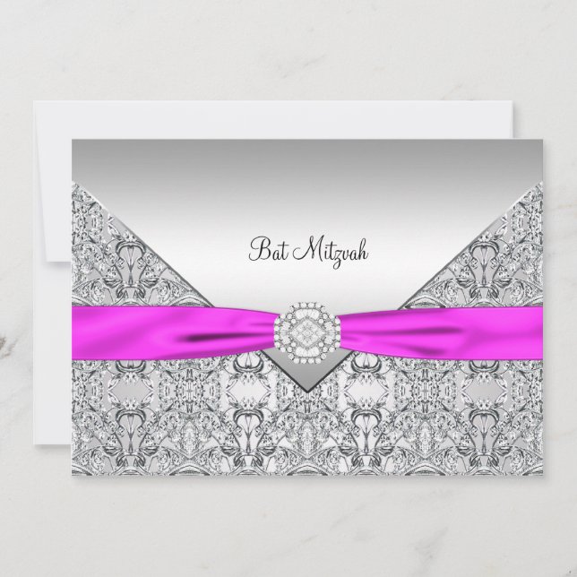 Hot Pink Bat Mitzvah Invitation (Front)