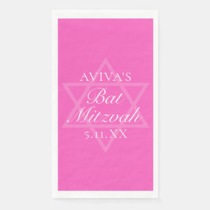 Hot Pink Bat Mitzvah Party Star of David Custom Napkin