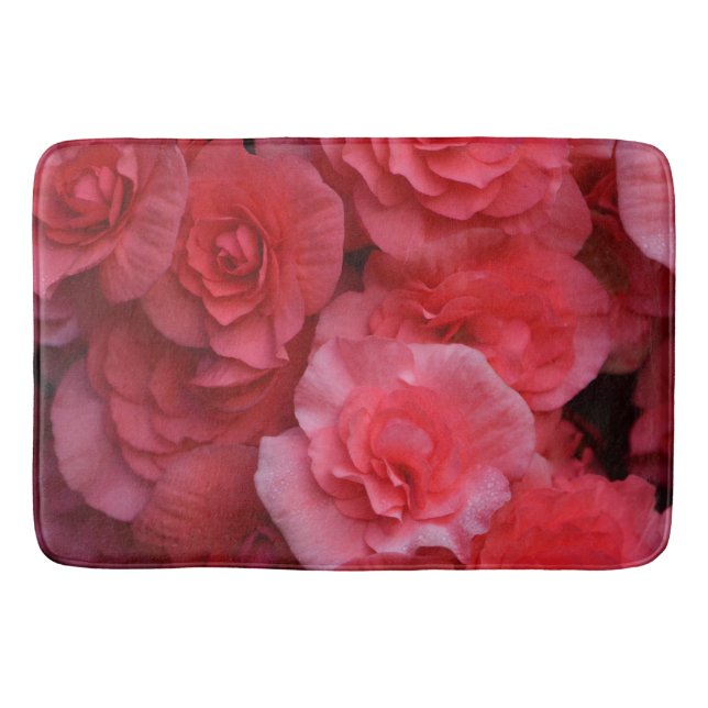 Hot Pink Begonia Floral Bath Mat (Front)