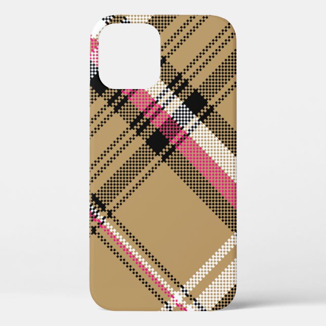 hot pink beige plaid tartan Case-Mate iPhone case (Back)