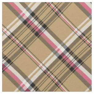 hot pink beige plaid tartan fabric
