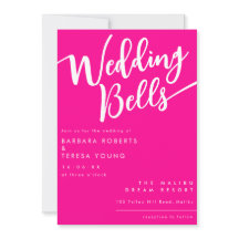 Hot Pink Bells Cute Calligraphy Wedding