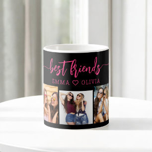 Hot Pink Best Friends 3 Photo Collage Keepsake Coffee Mug