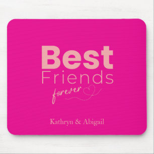 Hot Pink Best Friends Custom Name Mouse Pad