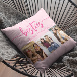 Hot Pink Besties Friends 3 Photo Collage  Cushion<br><div class="desc">Capture the essence of friendship with the Hot Pink Besties Friends 3 Photo Collage Throw Pillow. Personalised with a vibrant hot pink design and featuring a collage of three cherished photos, it celebrates unforgettable moments with your besties. Crafted from high-quality materials, this pillow adds a stylish and sentimental touch to...</div>