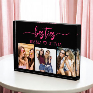 Hot Pink Besties Friends 3 Photo Collage Keepsake
