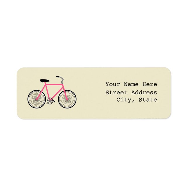Hot Pink Bicycle Address Label (Front)