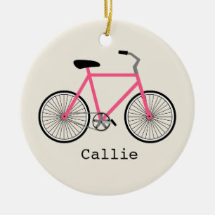 Hot Pink Bicycle Personalised Ornament