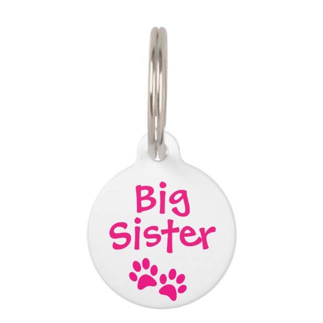 Hot Pink Big Sister Pet Dog Cat Tag (Front)