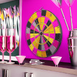 Hot Pink Black and Gold Gaming Room Fun Dartboard<br><div class="desc">Brightly coloured dartboard for classic game room,  bachelor or bachelorette party,  den,  etc.</div>