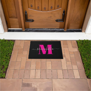 Hot Pink Black and White Signature Monogram 2025 Doormat