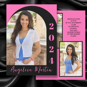 Hot Pink Black Arch Photo Class 2024 Graduation 