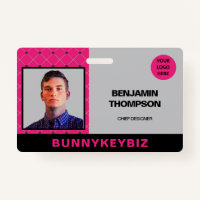 Hot Pink Black Corporate Company Employee ID 