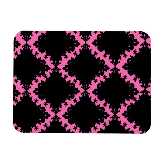 hot pink black diamond mod damask magnet (Horizontal)