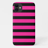 Hot Pink & Black Fashion Stripe Stripes Party