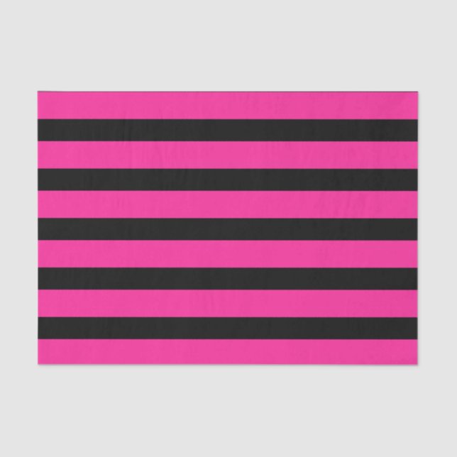 Hot Pink & Black Fashion Stripe Stripes Party Tissue Paper (Front)