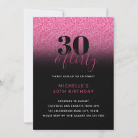 Hot Pink & Black Faux Glitter 30 & Flirty Thirty