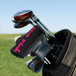 Hot Pink Black golf club putter head cover