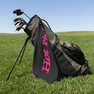 Hot Pink Black golf towel