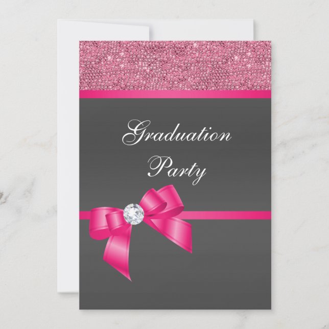 Hot Pink & Black Graduation Party      Invitation (Front)