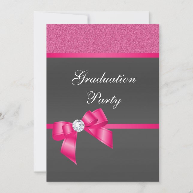 Hot Pink & Black Graduation Party      Invitation (Front)