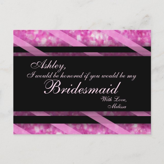 Hot Pink, Black | Maid of Honour Postcard (Front)