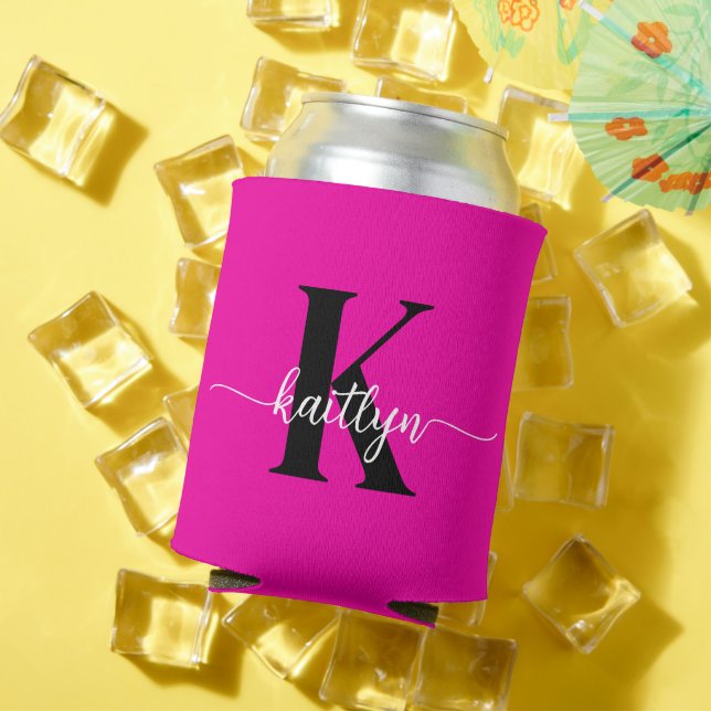 Hot Pink Black Monogram Can Cooler (In Situ Summer)