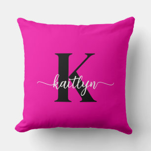 Hot Pink Black Monogram Cushion
