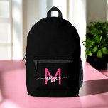 Hot Pink Black Monogram Girl's Back to School Printed Backpack<br><div class="desc">Start the school year in style with our Hot Pink Monogram Girl's Back to School Printed Backpack! This eye-catching backpack features a vibrant hot pink design, personalised with your monogram for a unique and trendy look. Perfect for carrying books, supplies, and everyday essentials, it offers both fashion and functionality. With...</div>