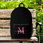 Hot Pink Black Monogram Girl's Back to School Printed Backpack<br><div class="desc">Start the school year in style with our Hot Pink Monogram Girl's Back to School Printed Backpack! This eye-catching backpack features a vibrant hot pink design, personalised with your monogram for a unique and trendy look. Perfect for carrying books, supplies, and everyday essentials, it offers both fashion and functionality. With...</div>