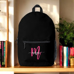 Hot Pink Black Monogram Girl's Back to School Printed Backpack<br><div class="desc">Start the school year in style with our Hot Pink Monogram Girl's Back to School Printed Backpack! This eye-catching backpack features a vibrant hot pink design, personalised with your monogram for a unique and trendy look. Perfect for carrying books, supplies, and everyday essentials, it offers both fashion and functionality. With...</div>