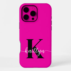 Hot Pink Black Monogram iPhone 16 Pro Max Case