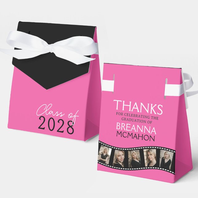Hot Pink & Black Photo Collage Filmstrip Favour Bo Favour Box (Creator Uploaded)