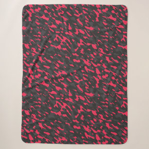 Hot pink Black Purple Camo Abstract Sherpa Blanket