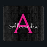 Hot Pink Black Script Girly Monogram Name Cutting Board<br><div class="desc">Black and Hot Pink Simple Script Monogram Name Cutting Board. This makes the perfect graduation,  birthday,  wedding,  bridal shower,  anniversary,  baby shower or bachelorette party gift for someone that loves glam luxury and chic styles.</div>