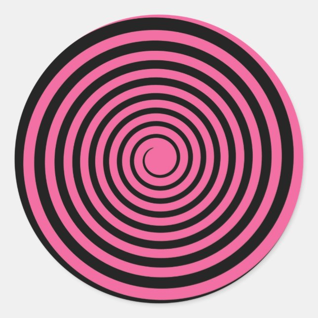 Hot Pink & Black Spiral Customised Template Classic Round Sticker (Front)