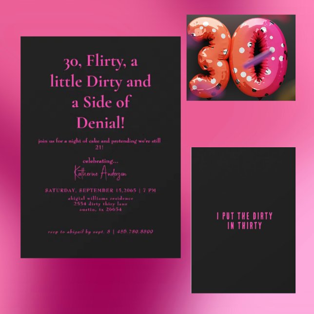 Hot Pink & Black Surprise 30th Birthday Party Invitation (Creator Uploaded)