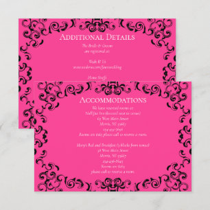 Hot Pink Black Swirl Wedding Enclosure Card