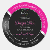 Hot Pink Black Wavy Silver and Logo Product Labels