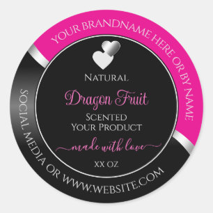 Hot Pink Black Wavy Silver Hearts Product Labels