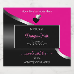 Hot Pink Black Wavy Silver Hearts Product Labels